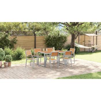 7-teiliges Gartentisch-Set aus massivem Akazienholz und Metall