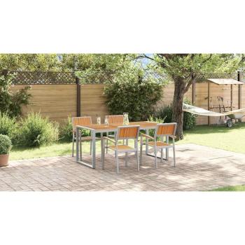 5-teiliges Garten-Esszimmer-Set aus massivem Akazienholz und Metall