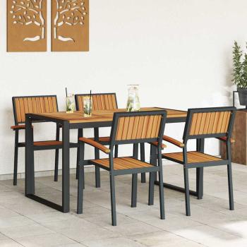 5-teilige Garten-Essgruppe aus massivem Holz Akazie und Metall