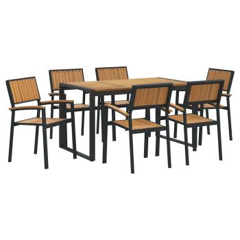 7-teilige Gartenset Massivholz Akazie und Metall