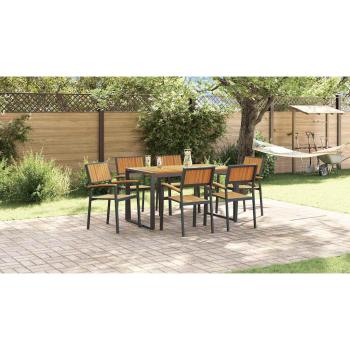 7-teilige Gartenset Massivholz Akazie und Metall