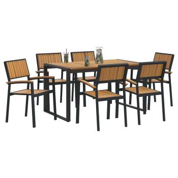 7-teilige Gartenset Massivholz Akazie und Metall