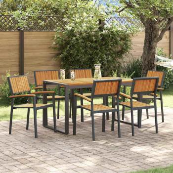 7-teilige Gartenset Massivholz Akazie und Metall