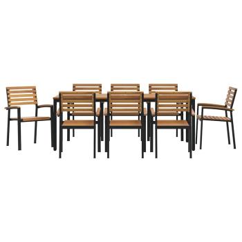 9-teiliges Garten Esszimmer Set aus Massivholz Akazie und Metall