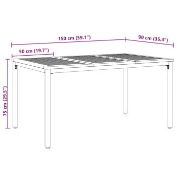 5-teiliges Garten-Esszimmer-Set aus massivem Akazienholz und Metall