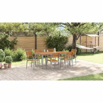 7-teiliges Gartentisch-Set aus massivem Akazienholz und Metall