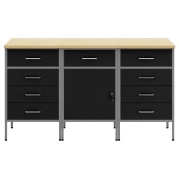 Werkbank mit Schubladen 3 pcs Schwarz und Grau 150 x 55 x 85 cm