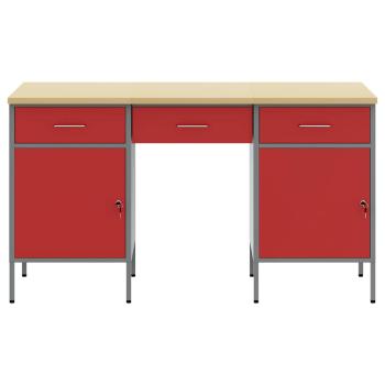 3-teiliges Werkstattwagen und Tisch Set in Rot ? Praktisch aus Holz und Stahl