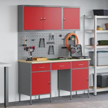 ARDEBO.de - 8-teiliges Werkbank-Set Rot Stahl