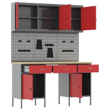 8-teiliges Werkbank-Set Rot Stahl