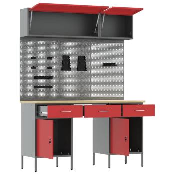 8-tlg. Werkbank-Set Rot Stahl