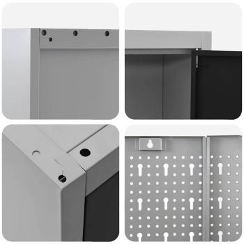 8-teiliges Werkstatt-Schrank- und Pegboard-Set in Schwarz aus MDF und Metall