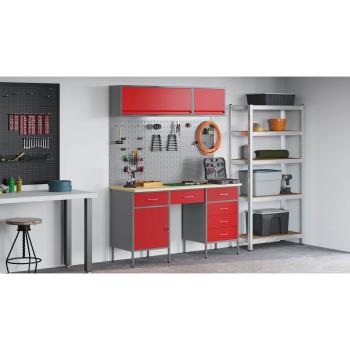 8-tlg. Werkstattschrank-Set mit Stecktafel Rot MDF und Metall