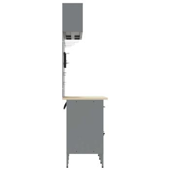 8-tlg. Werkstattschrank-Set mit Stecktafel Rot MDF und Metall