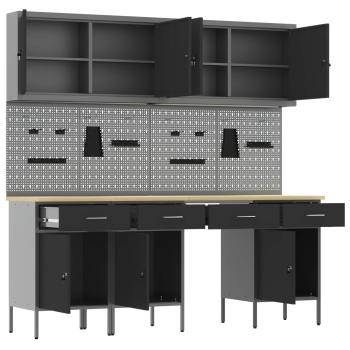10-tlg. Werkbank-Set Schwarz Stahl