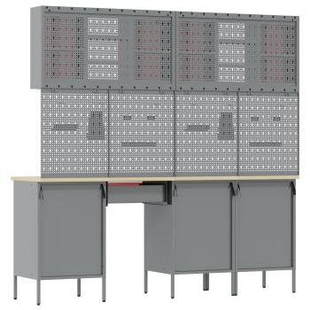 10-tlg. Werkbank-Set Schwarz Stahl