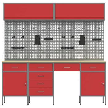 10-tlg. Werkbank-Set Schwarz Stahl