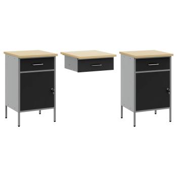 10-tlg. Werkbank-Set Schwarz Stahl
