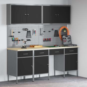 10-tlg. Werkbank-Set Schwarz Stahl