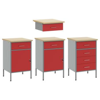 10-tlg. Werkbank-Set Schwarz Stahl
