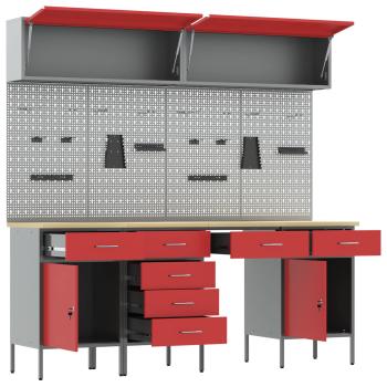 10-tlg. Werkbank-Set Schwarz Stahl