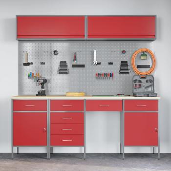 10-tlg. Werkbank-Set Schwarz Stahl