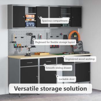 10-tlg. Werkbank-Set Schwarz Stahl