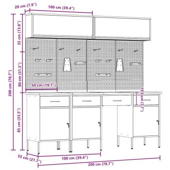 10-tlg. Werkbank-Set Rot Stahl