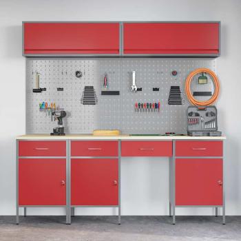 10-tlg. Werkbank-Set Rot Stahl