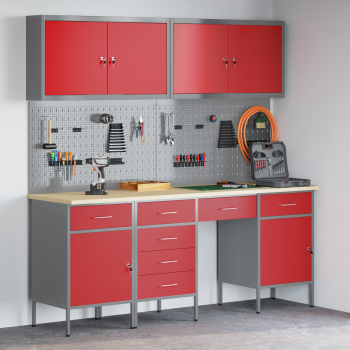 10-tlg. Werkbank-Set Rot Stahl
