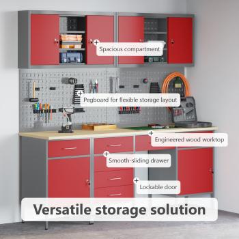 10-tlg. Werkbank-Set Rot Stahl
