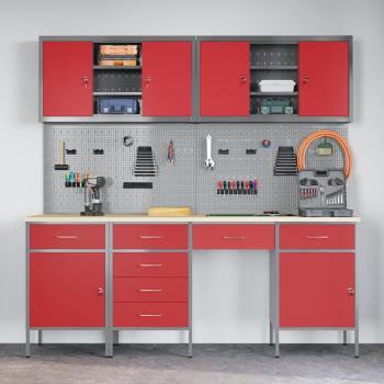 10-tlg. Werkbank-Set Rot Stahl