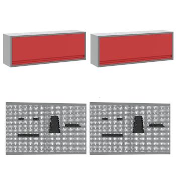 10-teiliges Werkbank-Set in Rot aus Stahl