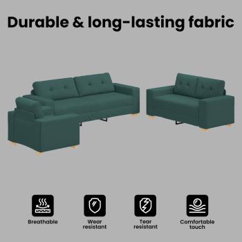 Sofa 3 pcs Dunkelgrün 221 x 80 x 80 cm Leinenmischgewebe