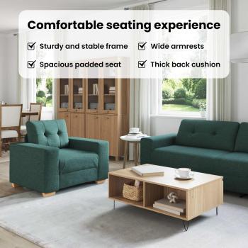 Sofa 3 pcs Dunkelgrün 221 x 80 x 80 cm Leinenmischgewebe