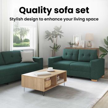 Sofa 3 pcs Dunkelgrün 221 x 80 x 80 cm Leinenmischgewebe