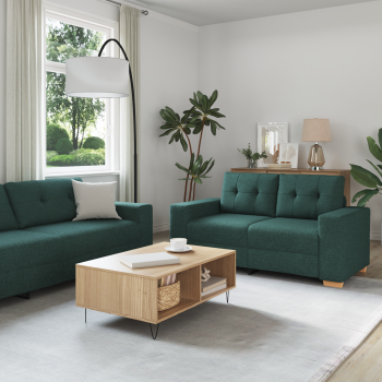 Sofa 3 pcs Dunkelgrün 221 x 80 x 80 cm Leinenmischgewebe