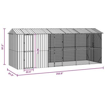 Voliere mit Erweiterung Anthrazit 210x640x247 cm Stahl