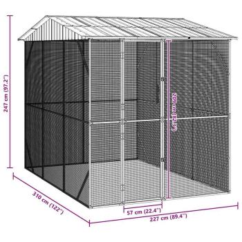 Voliere Anthrazit 310x227x247 cm Stahl