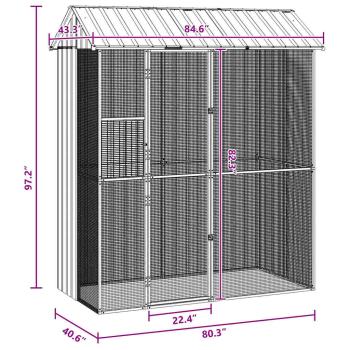 Voliere Anthrazit 215x110x247 cm Stahl