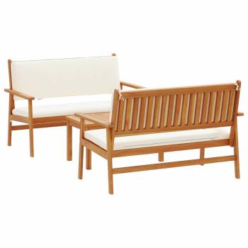 3-tlg. Garten-Sofagarnitur mit Kissen Massivholz Akazie
