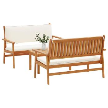 3-tlg. Garten-Sofagarnitur mit Kissen Massivholz Akazie