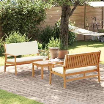 3-tlg. Garten-Sofagarnitur mit Kissen Massivholz Akazie