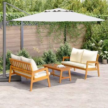 3-tlg. Bistro-Set mit Kissen Massivholz Akazie