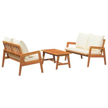 3-tlg. Bistro-Set mit Kissen Massivholz Akazie
