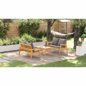 3-tlg. Bistro-Set mit Kissen Massivholz Akazie