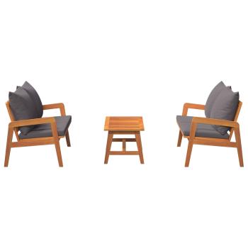 3-tlg. Bistro-Set mit Kissen Massivholz Akazie
