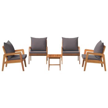 5-tlg. Bistro-Set mit Kissen Massivholz Akazie