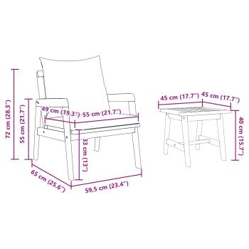 5-tlg. Bistro-Set mit Kissen Massivholz Akazie