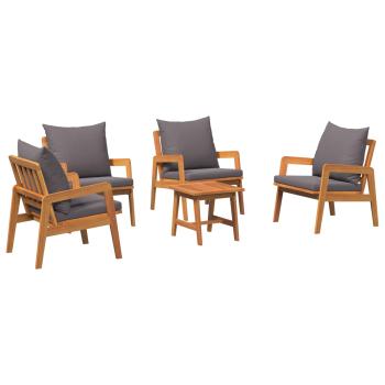 5-tlg. Bistro-Set mit Kissen Massivholz Akazie